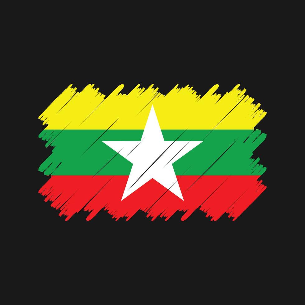 vector de pincel de bandera de myanmar. bandera nacional