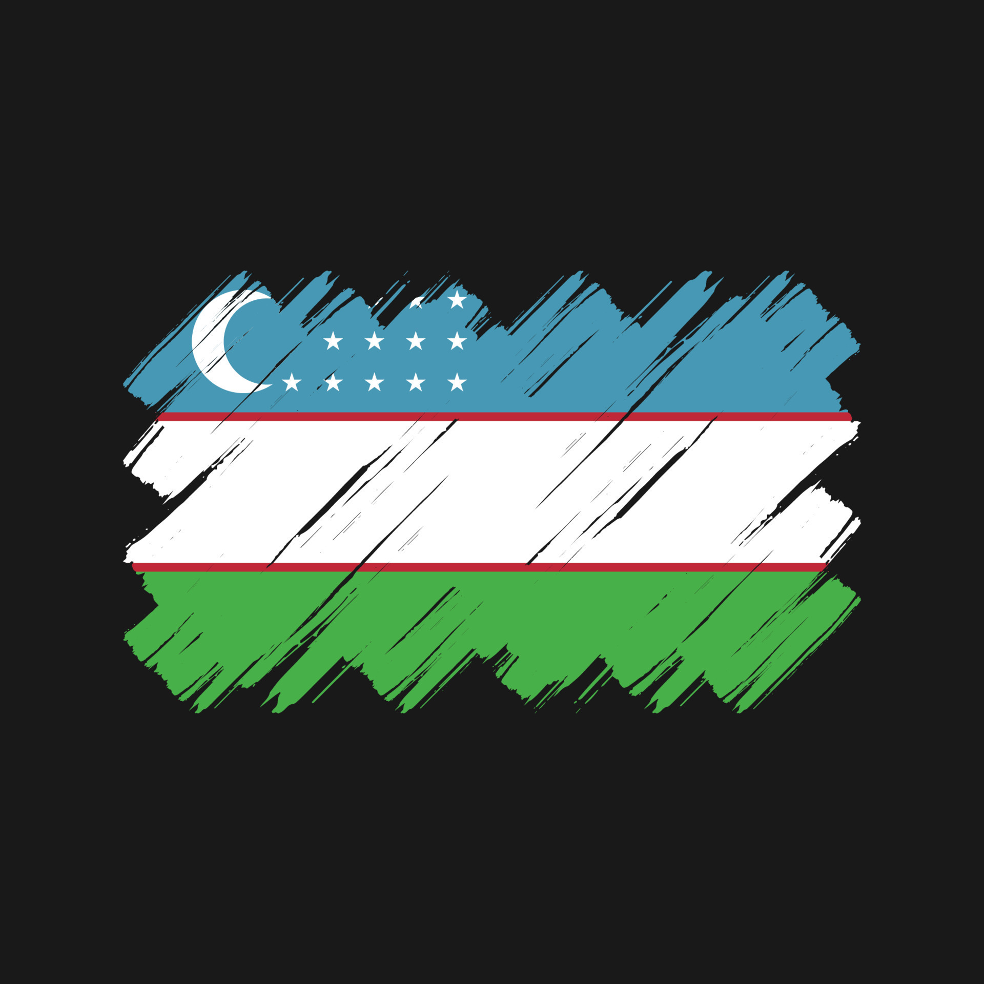 trazos de pincel de bandera de uzbekistán. bandera nacional 10960877