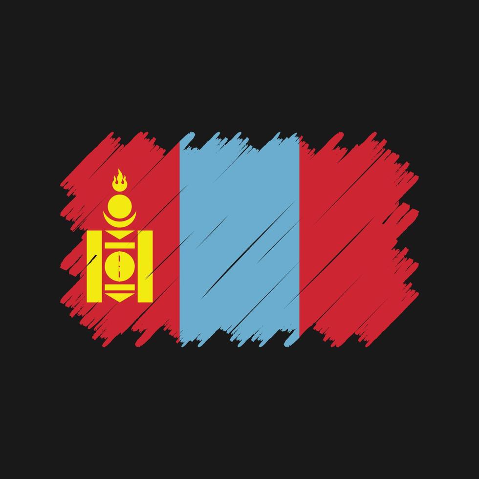 vector de pincel de bandera de mongolia. bandera nacional