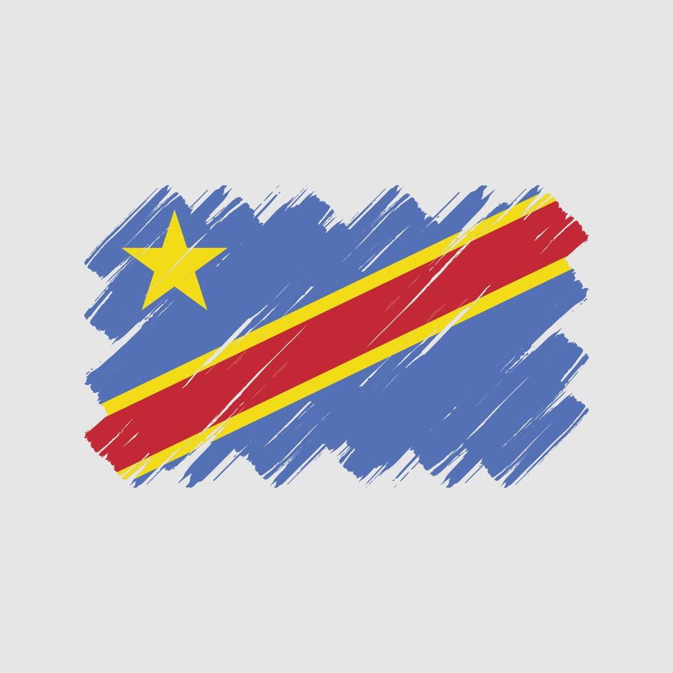 trazos de pincel de la bandera del congo. bandera nacional vector