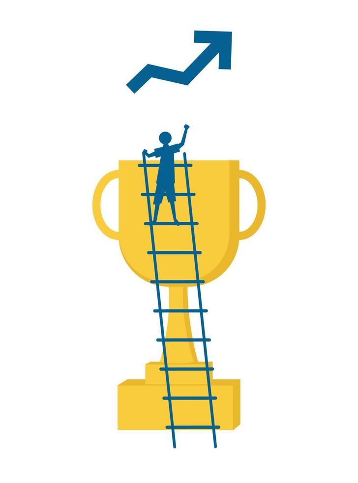 illustration vector graphic of trophy with silhouette man, good for thumbnail youtube business or post social media business