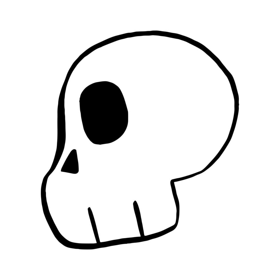 ilustración vectorial de la línea de dibujos animados del cráneo sobre fondo blanco. vector