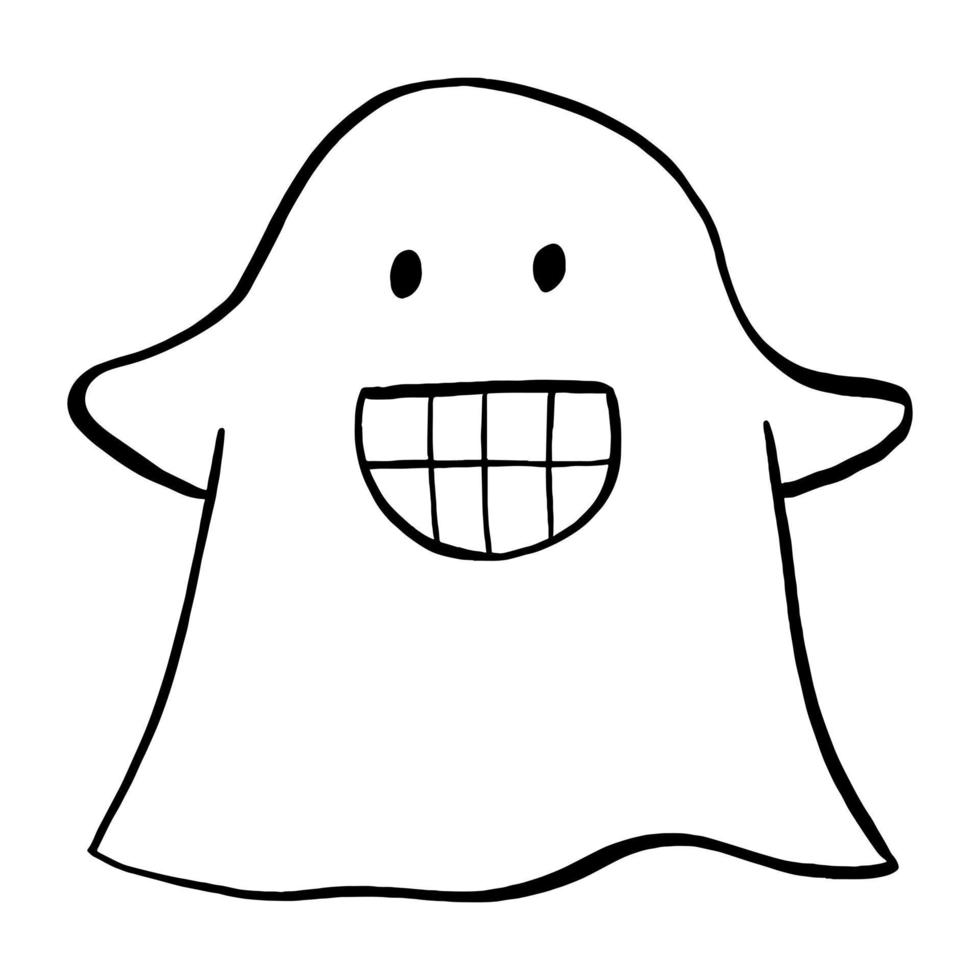 Vector illustration of Halloween Little Ghost cartoon line on white background.