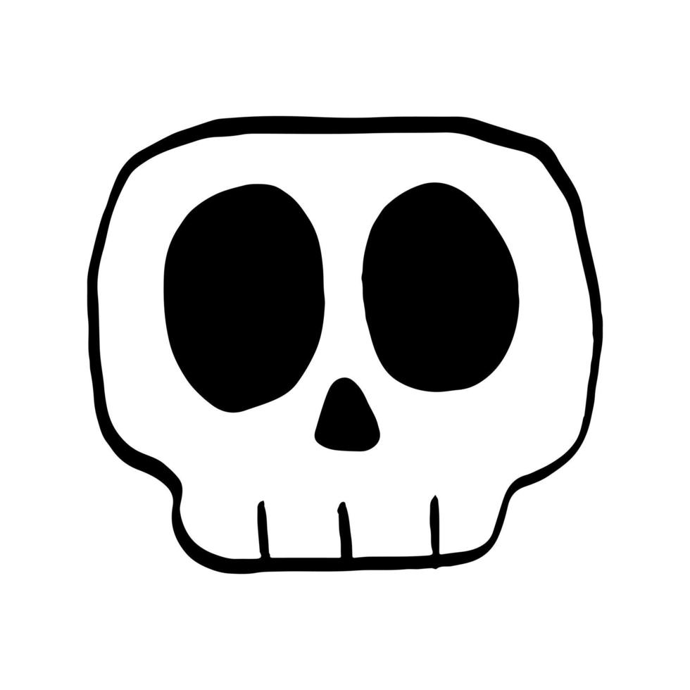 ilustración vectorial de la línea de dibujos animados del cráneo sobre fondo blanco. vector