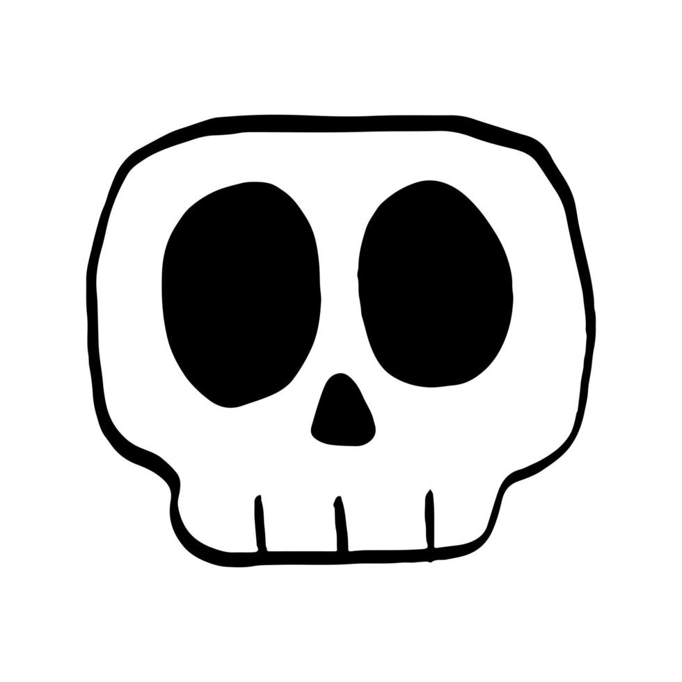 Vector illustration of Skull cartoon line on white background.