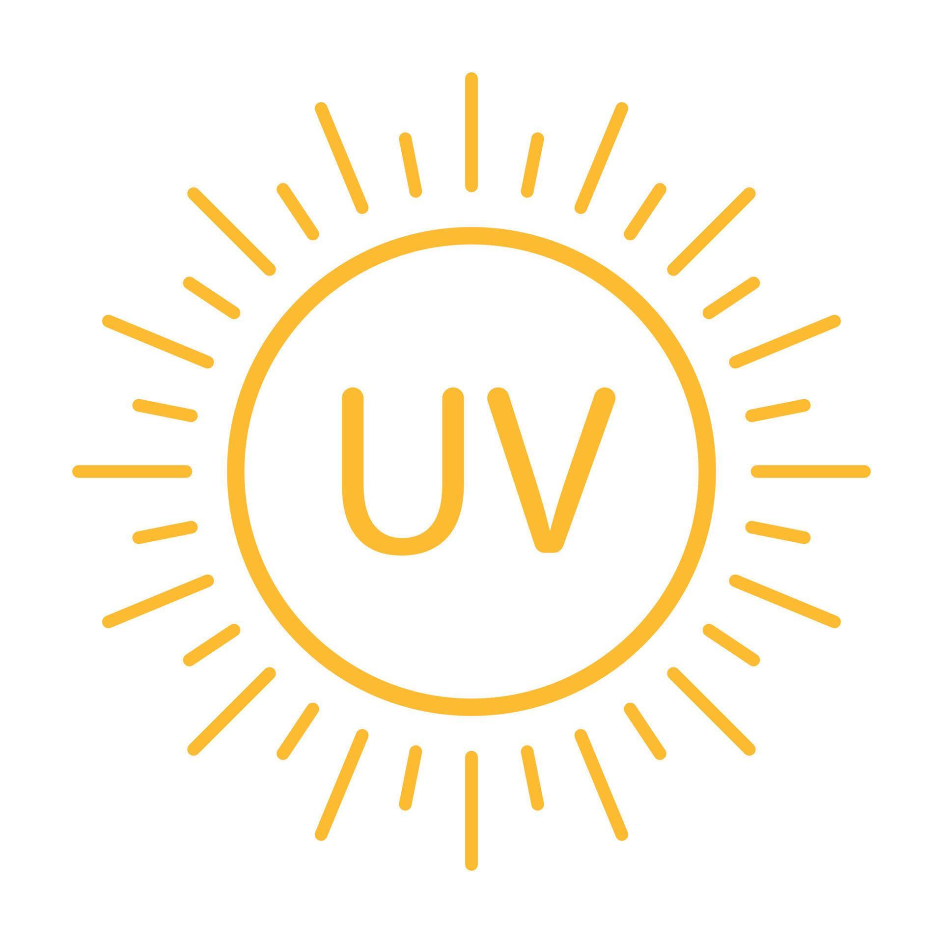 UV radiation icon vector solar ultraviolet light symbol for graphic ...