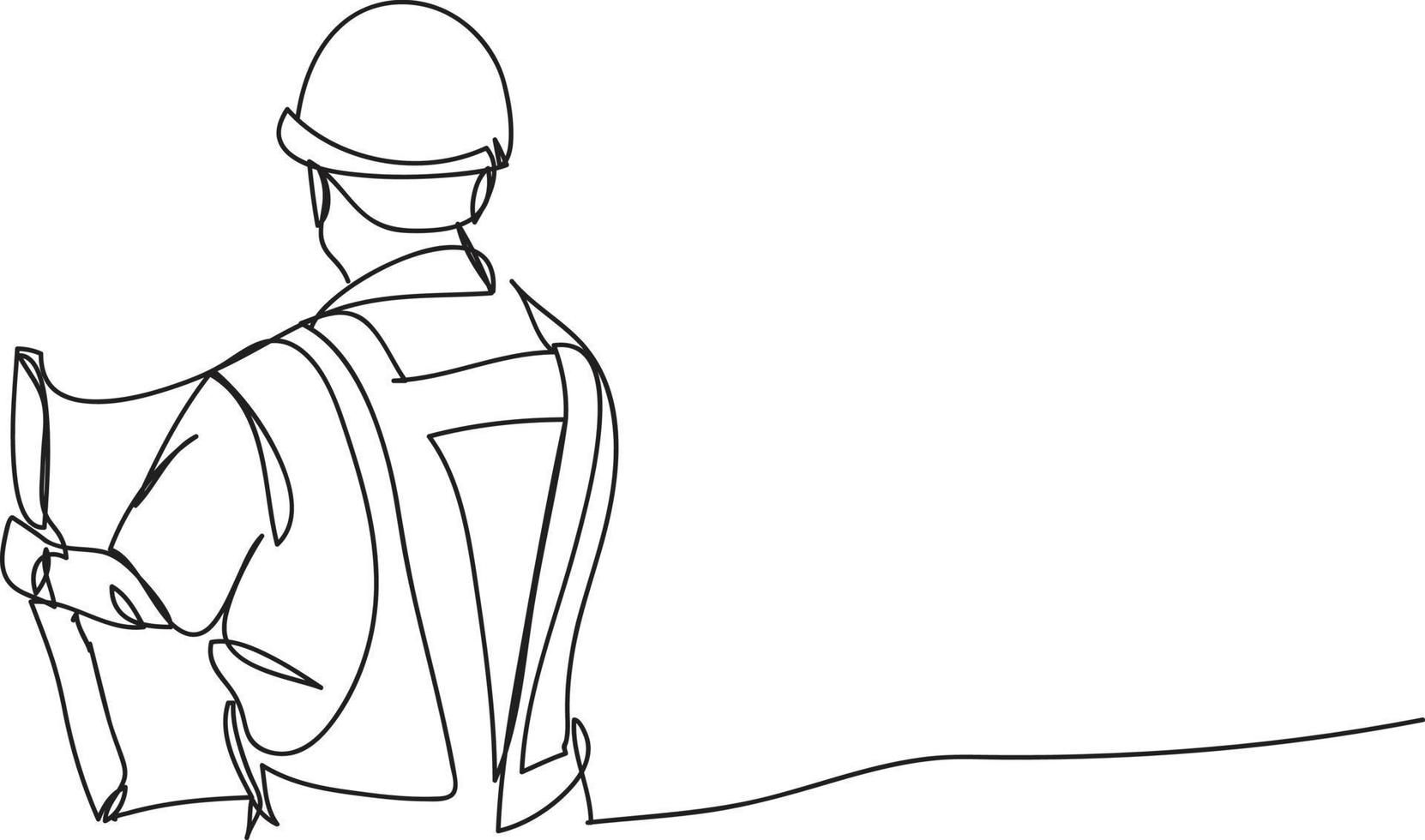 engineer line drawing vector illustration.