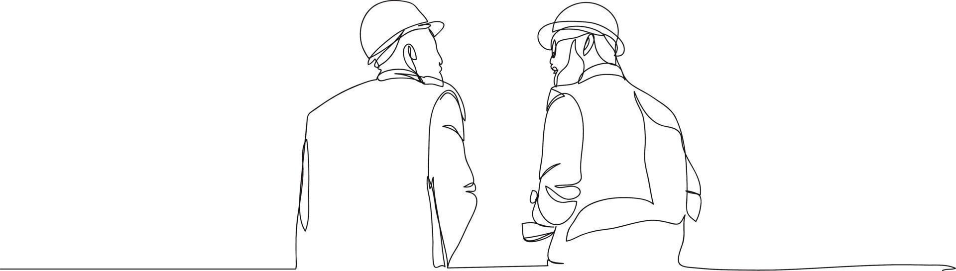 engineer line drawing vector illustration.