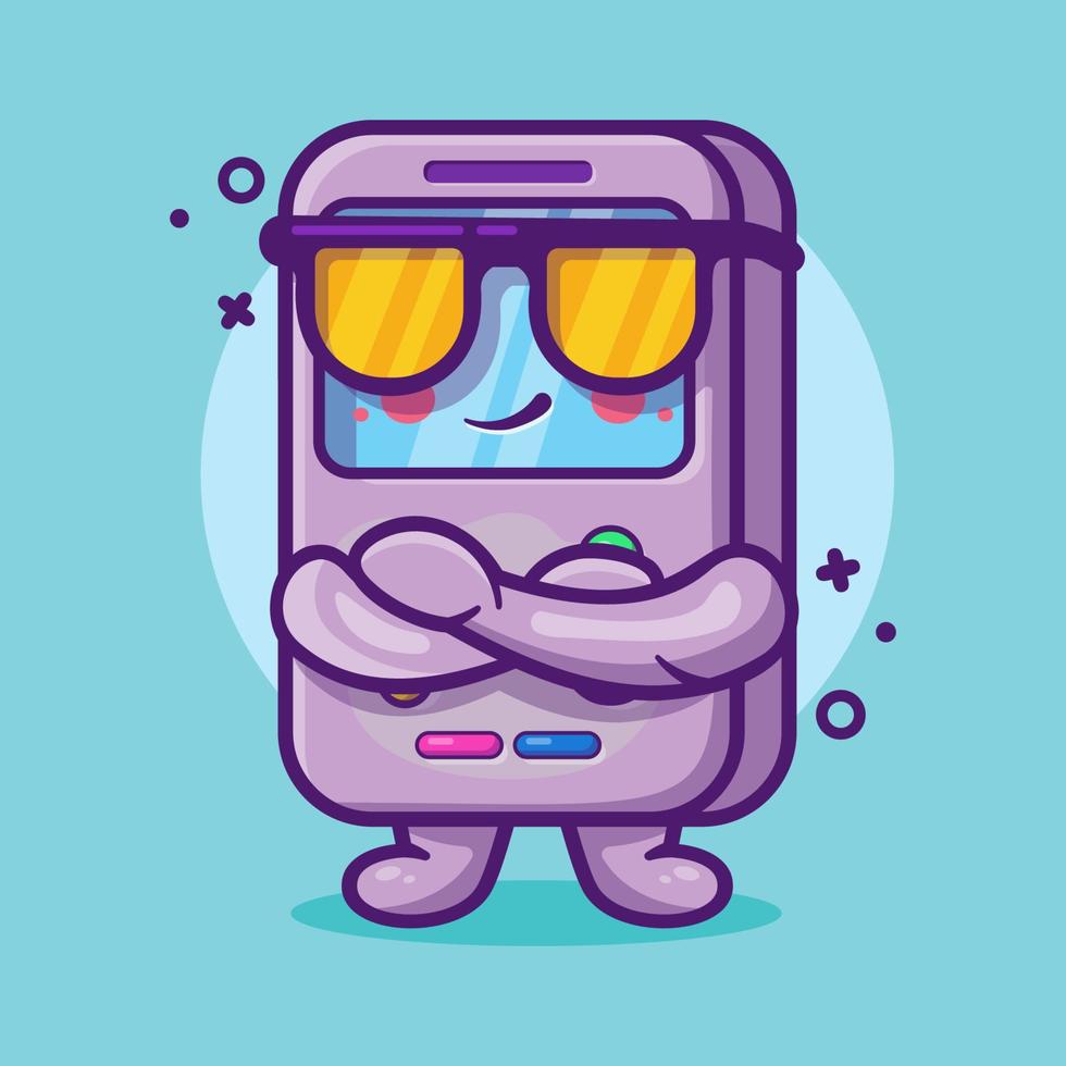 cute portable video game character mascot with cool expression isolated cartoon in flat style design vector