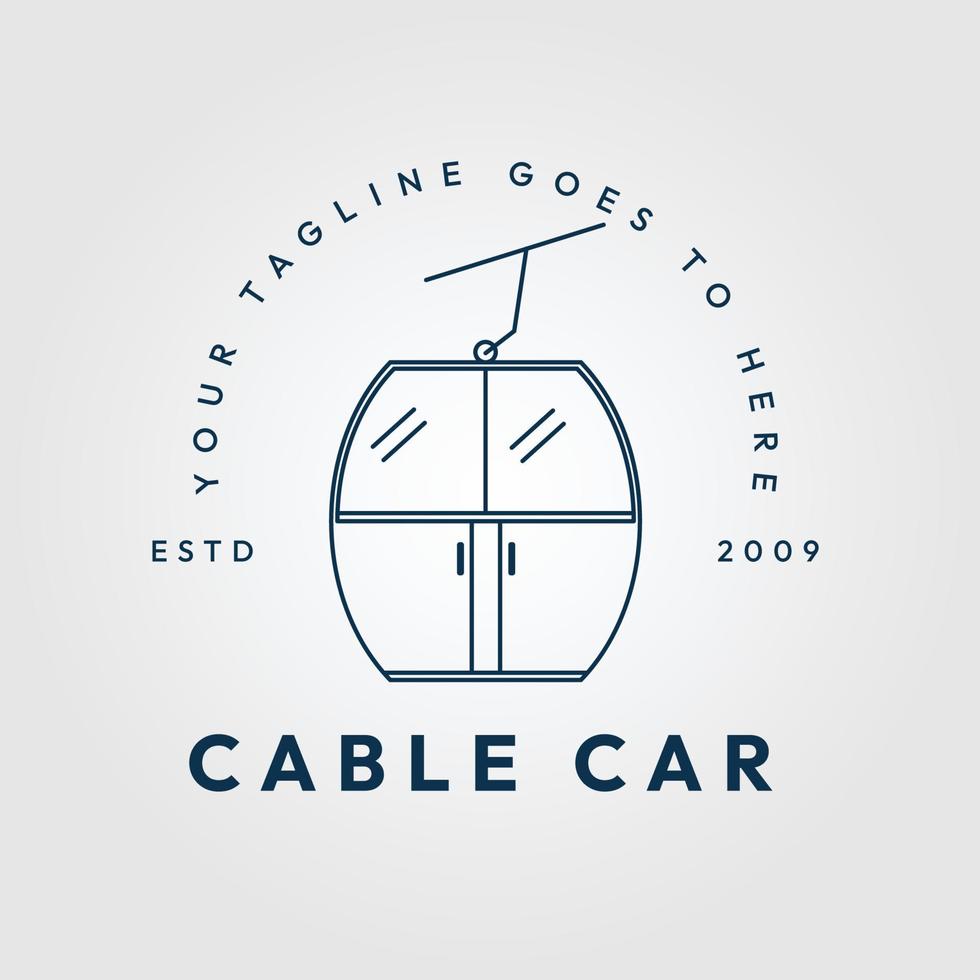 cable car line art logo, icon and symbol, vector illustration design