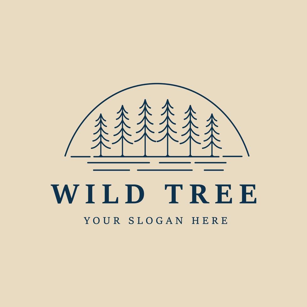 logotipo de arte de línea de árboles silvestres, icono y símbolo, diseño de ilustración vectorial vector