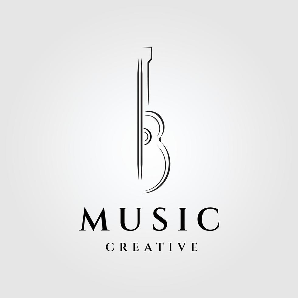 guitar line art logo, icon and symbol, vector illustration design