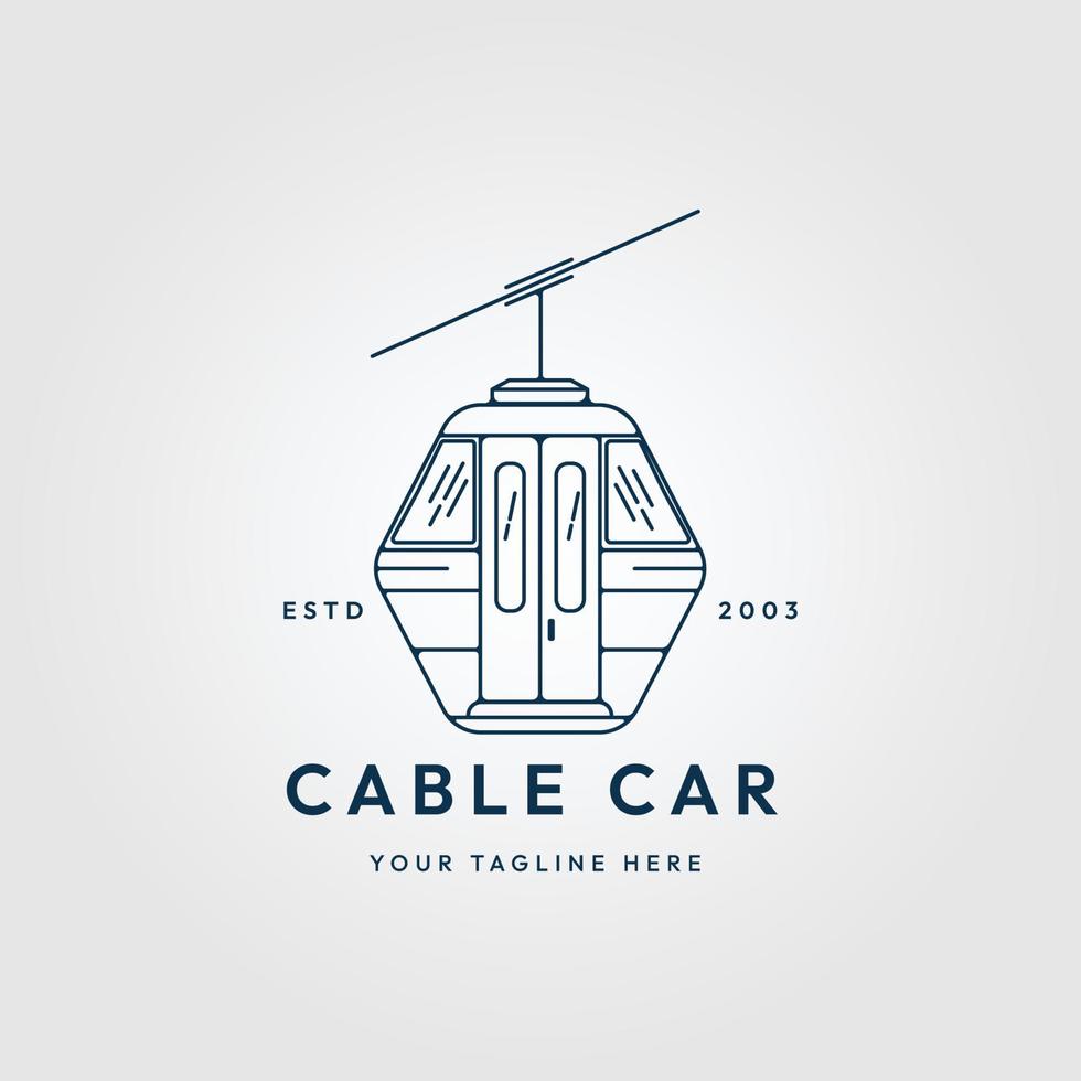 cable car line art logo, icon and symbol, vector illustration design