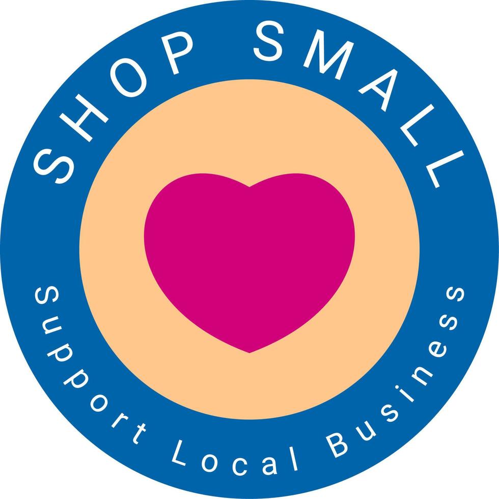 Support Small Local Business Circle Stamp Badge Vector with Heart symbol in the middle of the Circle