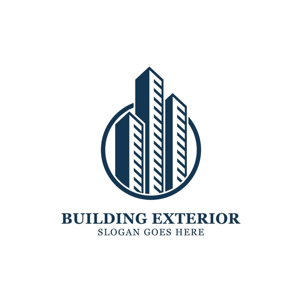 Building exterior logo illustration vector design inspirations with circle shape. Good for construction, real estate, skyscraper and business company logo