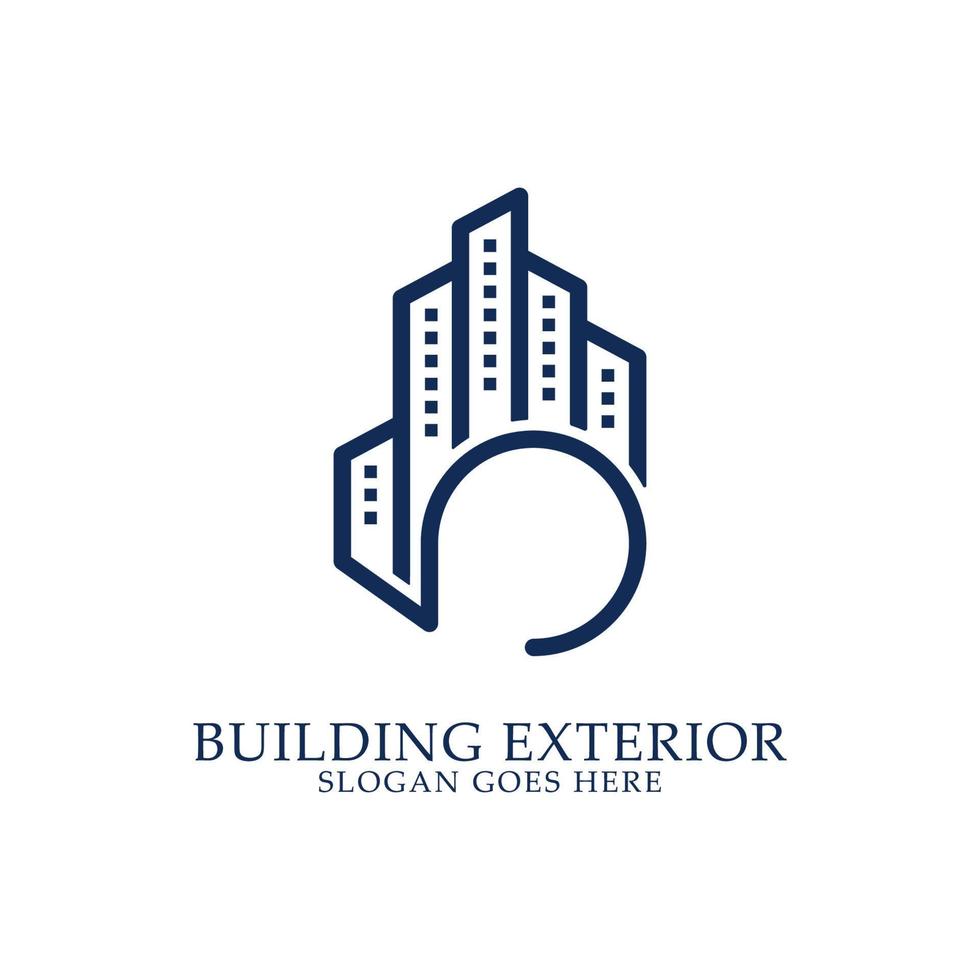vector de diseño de logotipo de construcción de monograma, edificio con cinco o forma de mano, mejor para bienes raíces, apartamento, logotipo de empresa de construcción