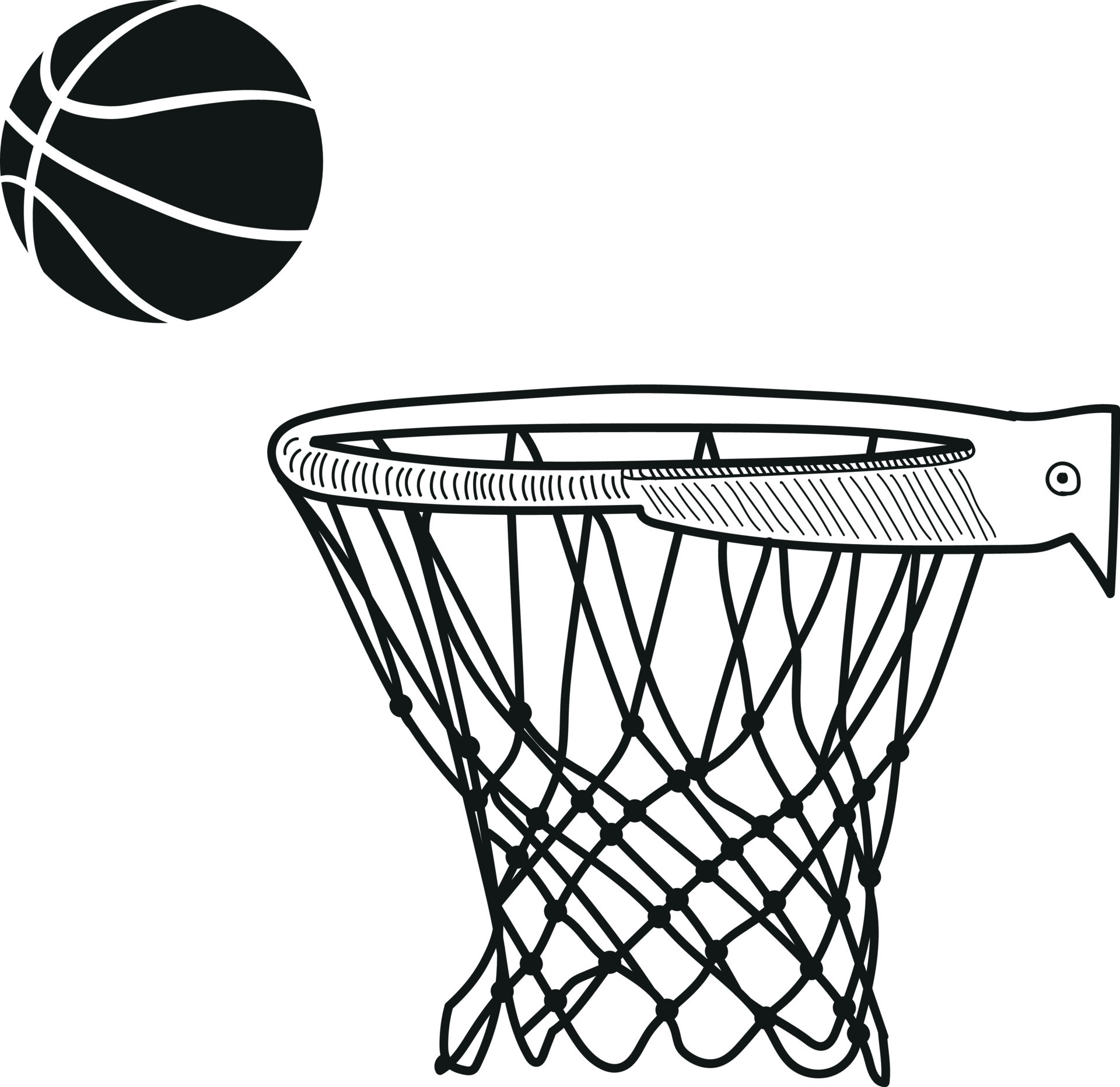 Basketball net, basketball hoop, basketball goal illustration on white ...