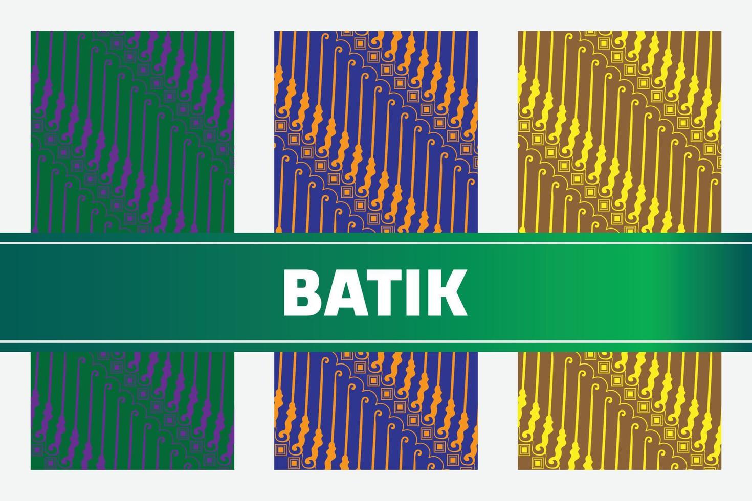 vector patrón de batik de indonesia. conjunto de tres patrones sin fisuras en batik vintage de indonesia