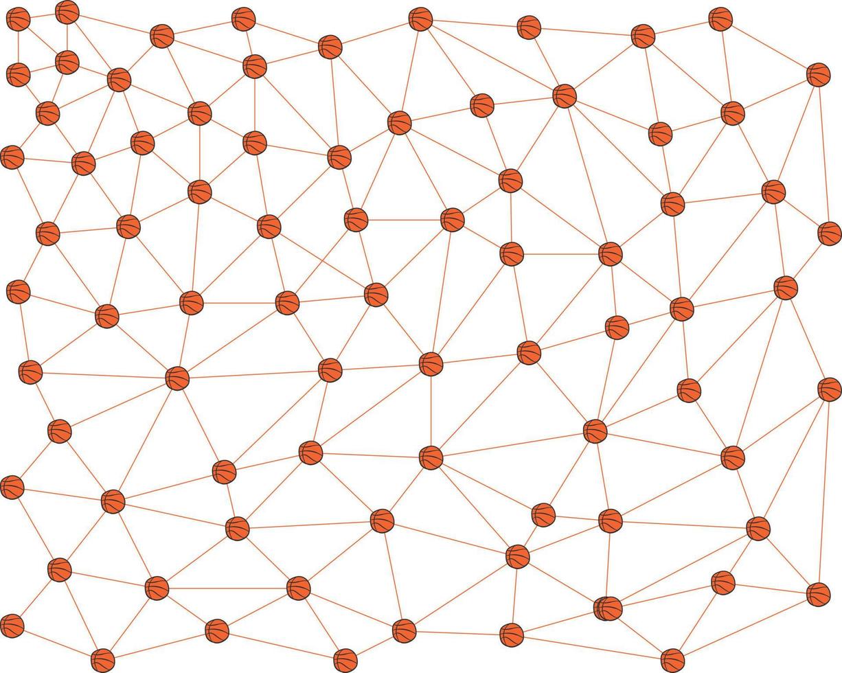 Geometric triangle pattern background with orange basketball vector