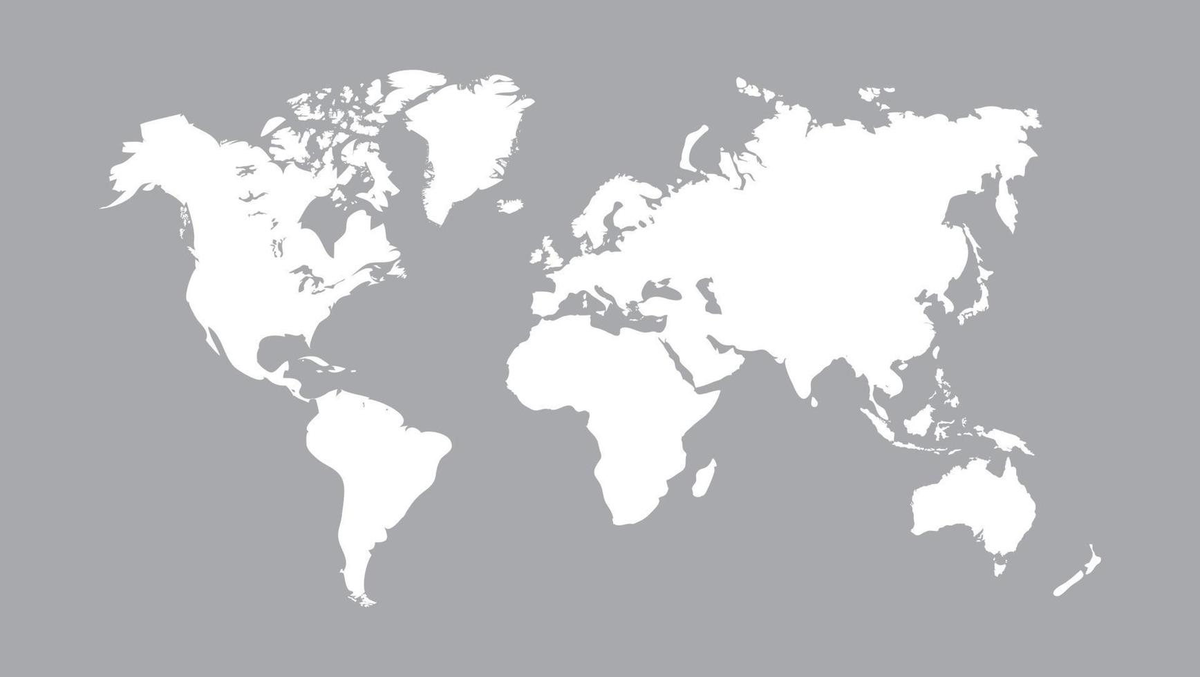 Ilustración de vector de mapa mundial, aislado sobre fondo gris. tierra plana globo terráqueo o mapamundi