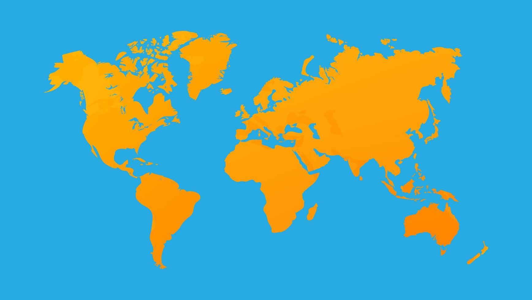 World map vector illustration , isolated on blue background. Flat Earth. Globe or world map
