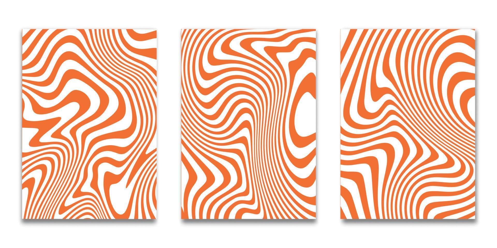 Set of Minimal covers design, striped orange  white background background,Pattern of covers template set, Vector illustration