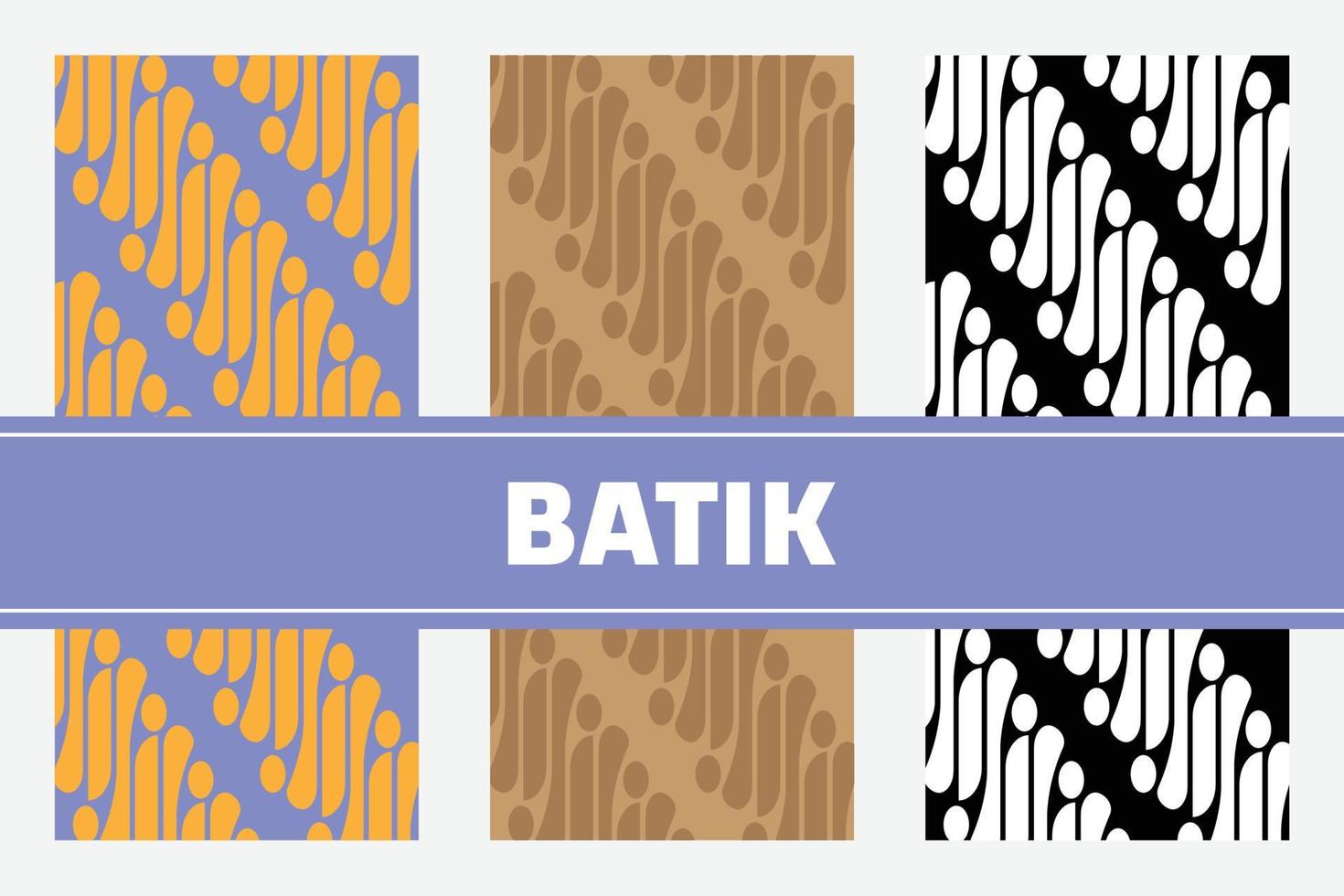 vector indonesia batik pattern. set of three seamless patterns in indonesia vintage batik