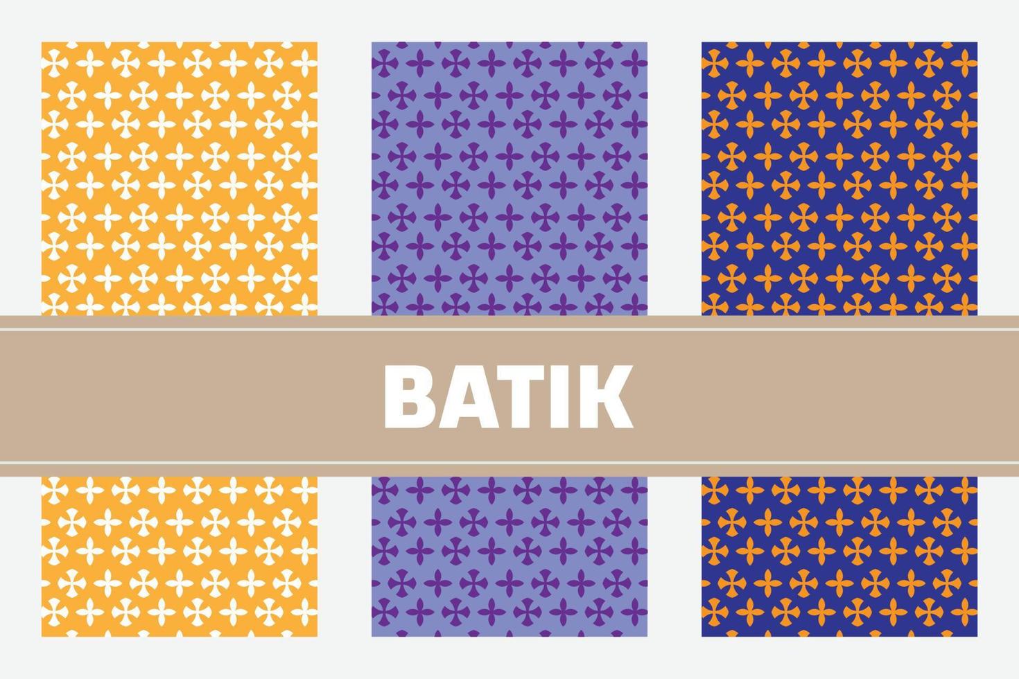 vector indonesia batik pattern. set of three seamless patterns in indonesia vintage batik