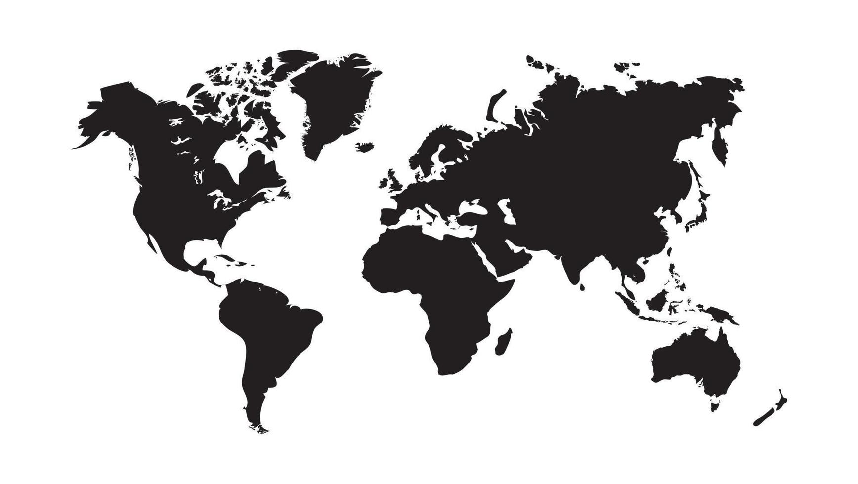 Ilustración de vector de mapa mundial, aislado sobre fondo blanco. tierra plana globo terráqueo o mapamundi