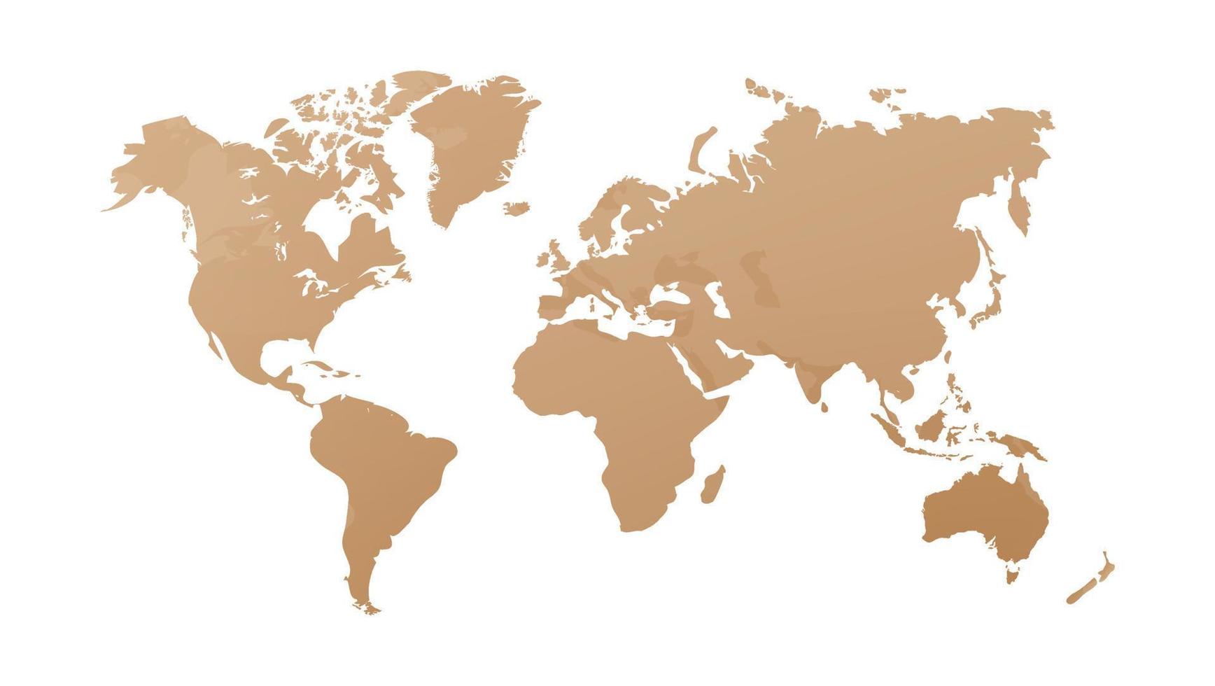 Ilustración de vector de mapa mundial, aislado sobre fondo blanco. tierra plana globo terráqueo o mapamundi