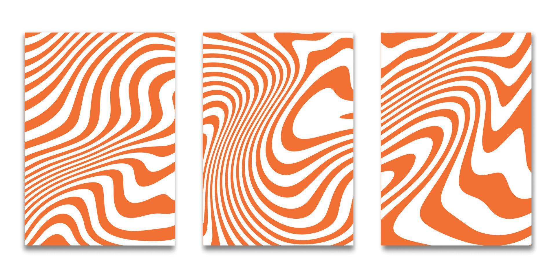 Set of Minimal covers design, striped orange  white background background,Pattern of covers template set, Vector illustration