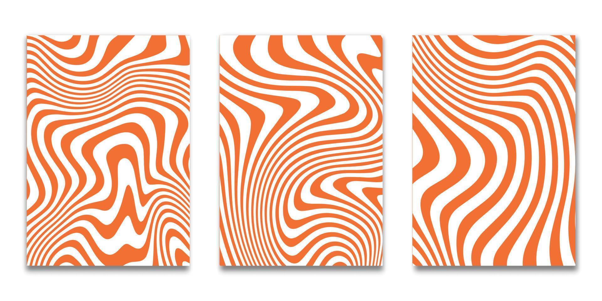 Set of Minimal covers design, striped orange  white background background,Pattern of covers template set, Vector illustration