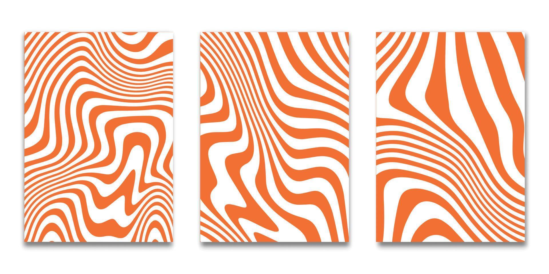 Set of Minimal covers design, striped orange  white background background,Pattern of covers template set, Vector illustration