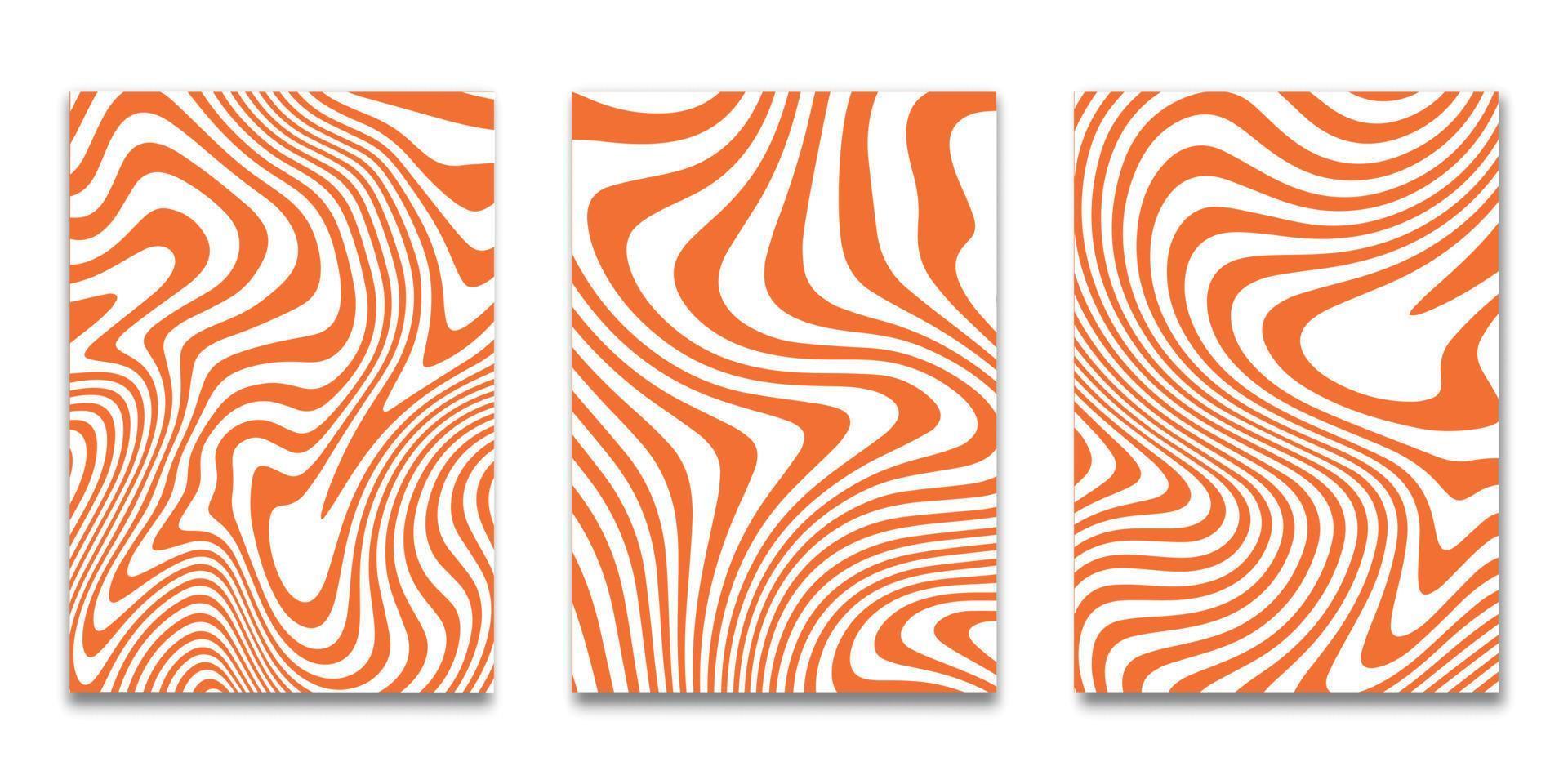 Set of Minimal covers design, striped orange  white background background,Pattern of covers template set, Vector illustration