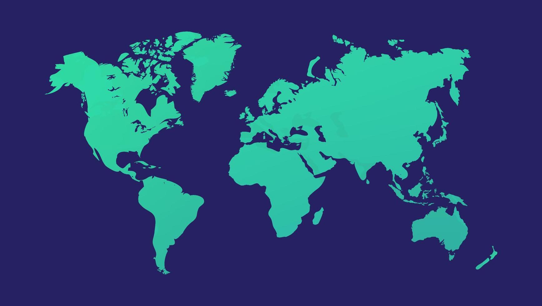 Ilustración de vector de mapa mundial, aislado sobre fondo azul. tierra plana globo terráqueo o mapamundi