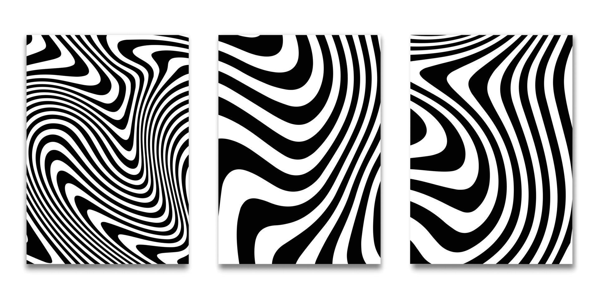 Set of Minimal covers design, Modern template with striped black white background, Pattern of covers template set, Vector illustration