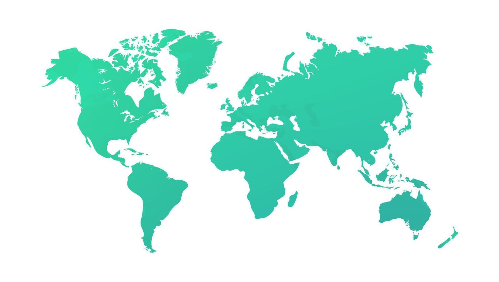 Ilustración de vector de mapa mundial, aislado sobre fondo blanco. tierra plana globo terráqueo o mapamundi