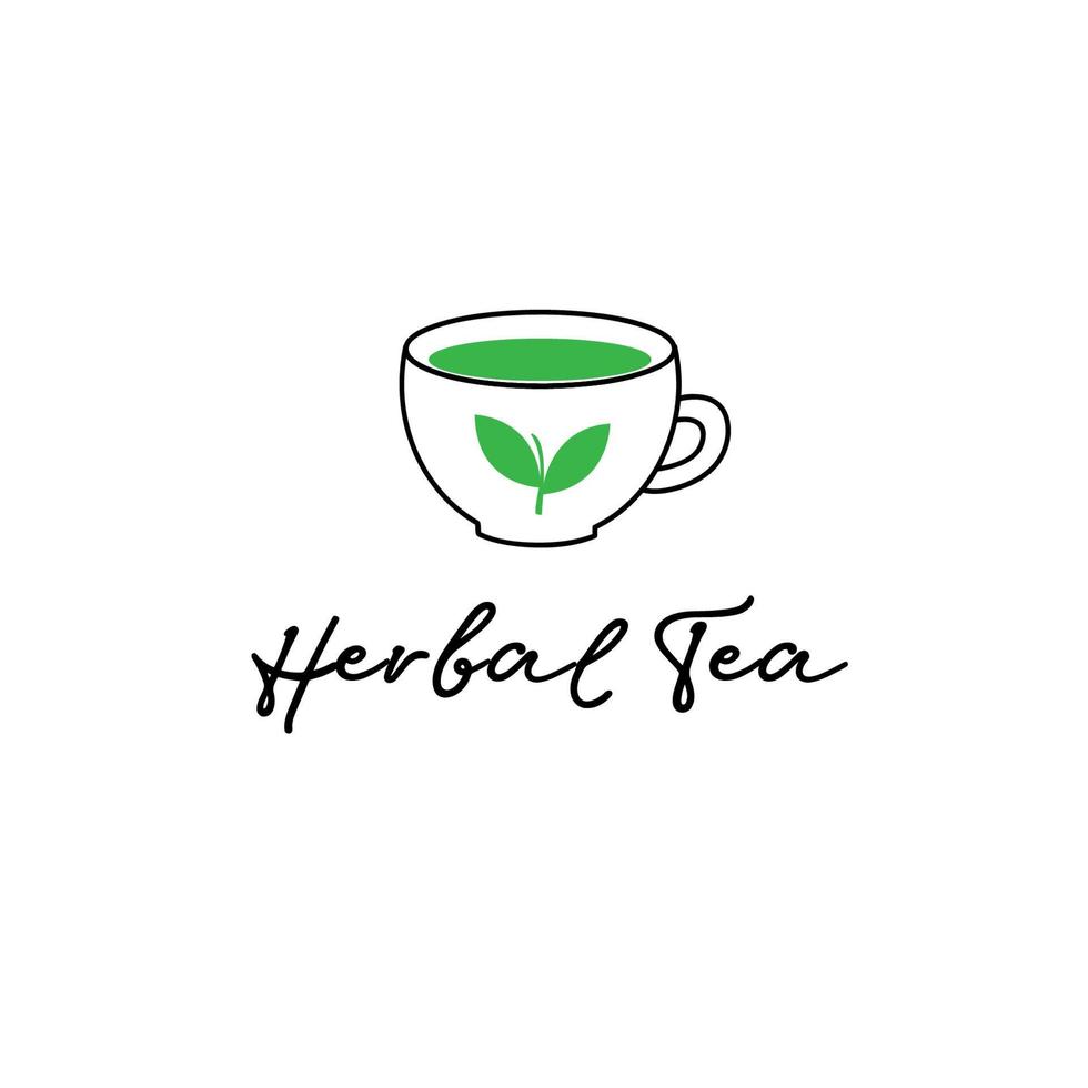 Tea logo template green organic herbal tea icon vector