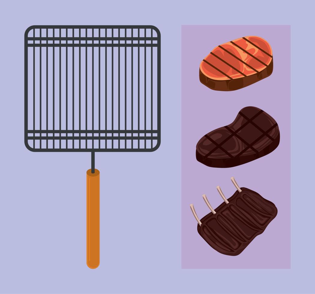 bbq grill and meat vector