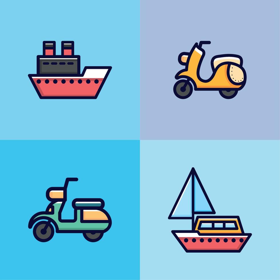 icons collection transport vector