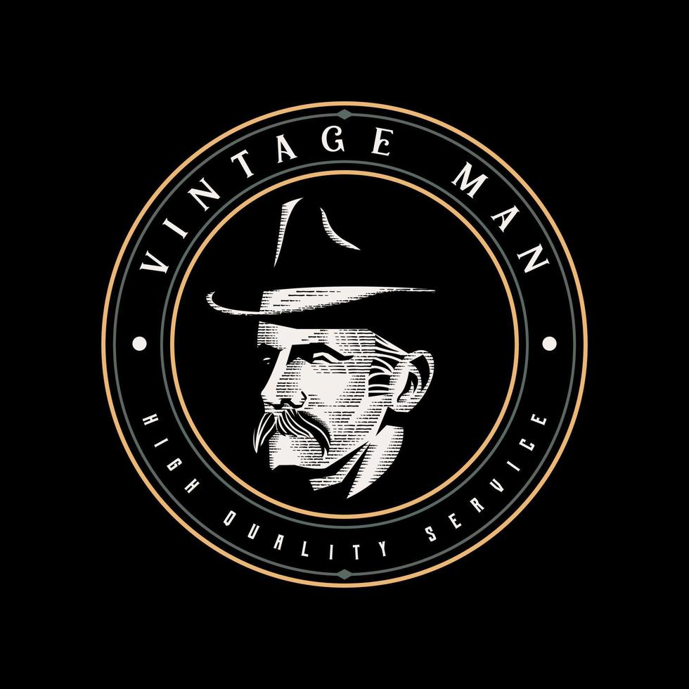 logotipo de la vendimia del hombre vector