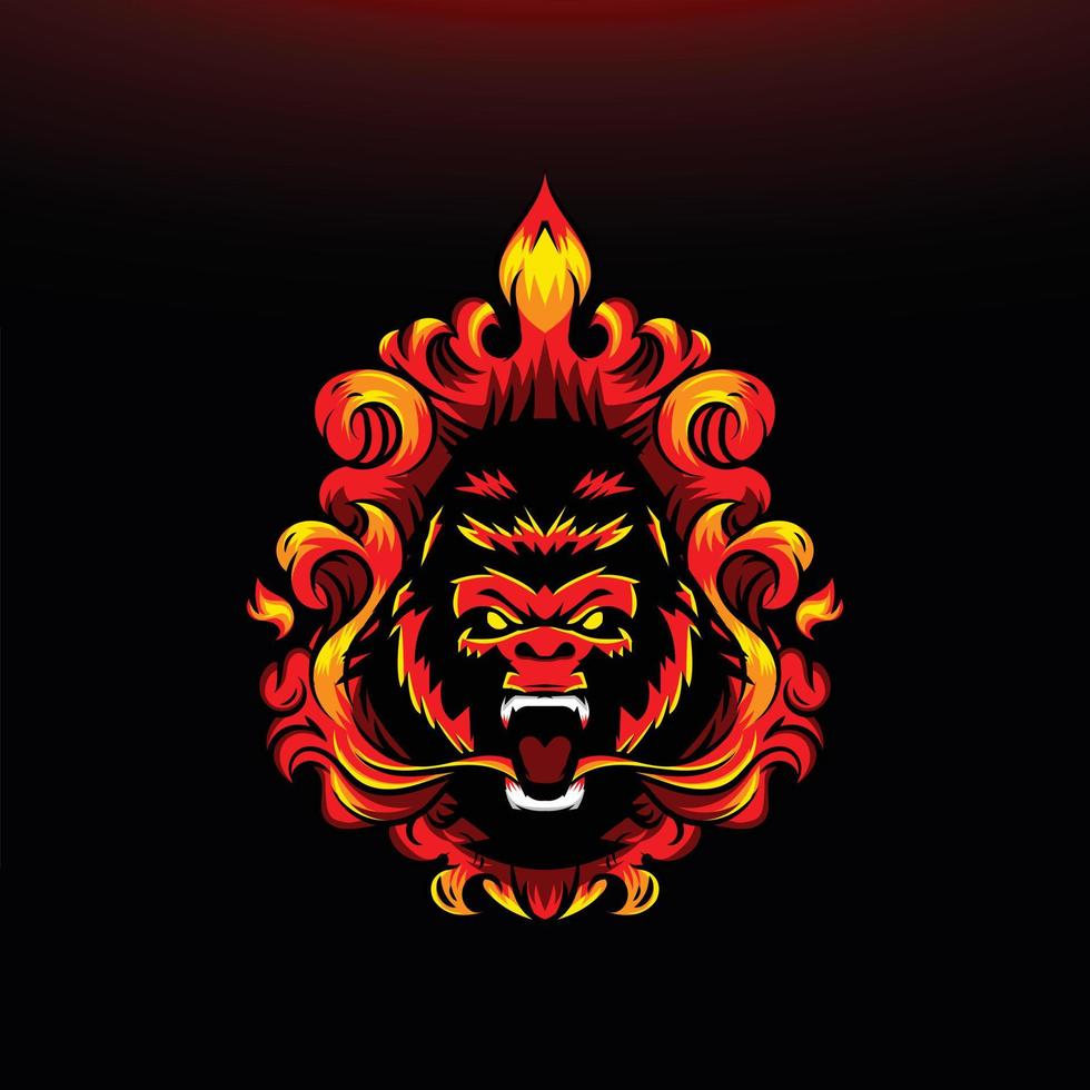 Gorilla Fire illustration 10961926 Vector Art at Vecteezy