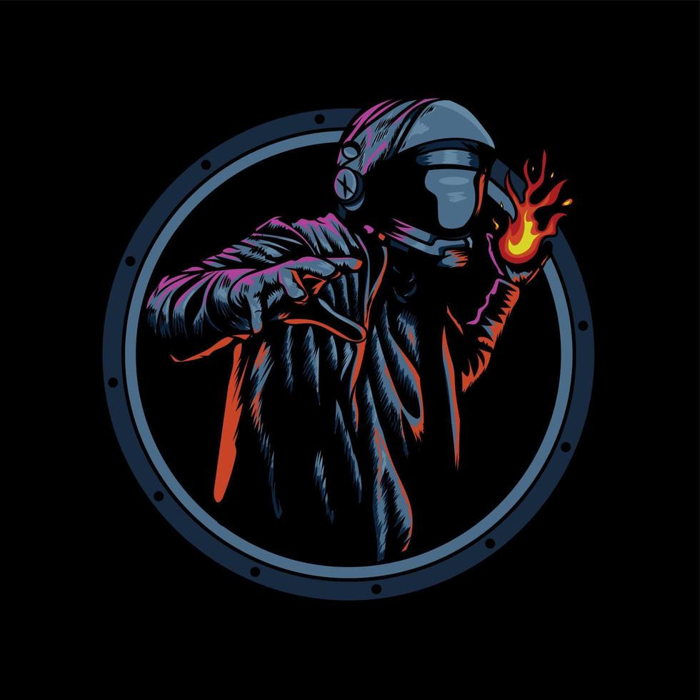 el hombre con el casco trae fuego vector