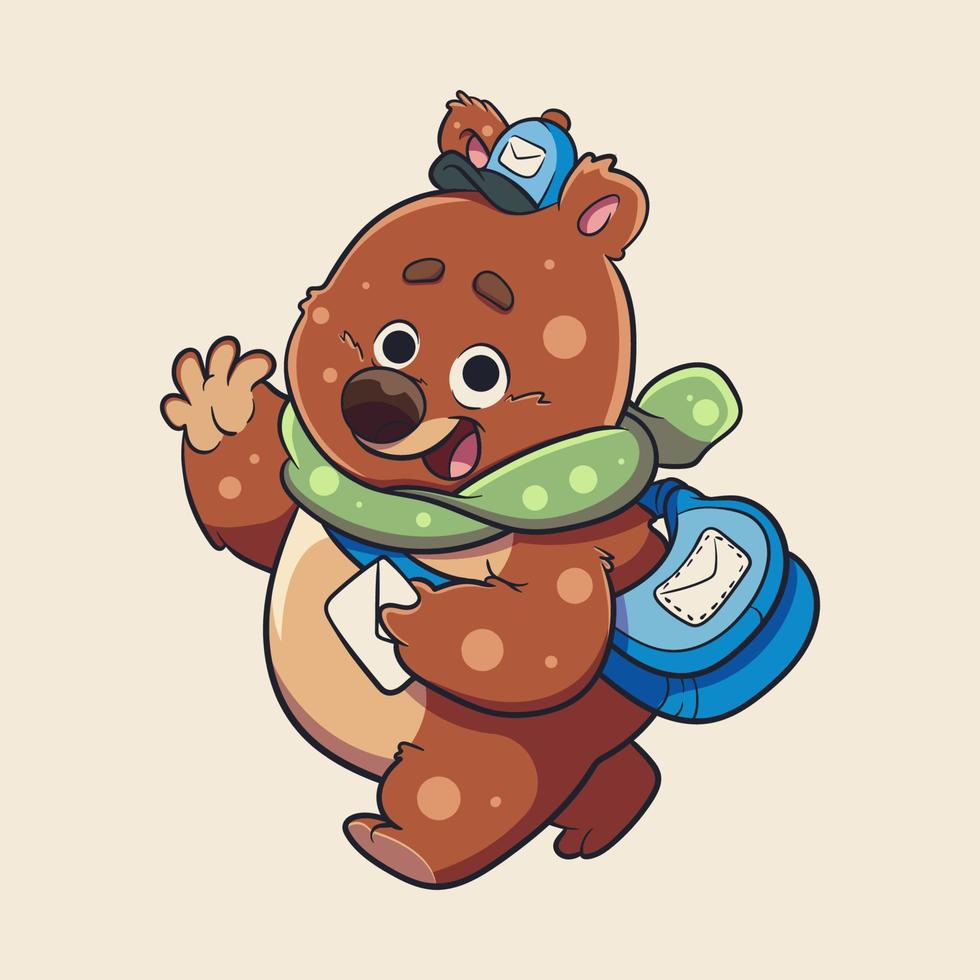 ilustración, de, poste, oso vector