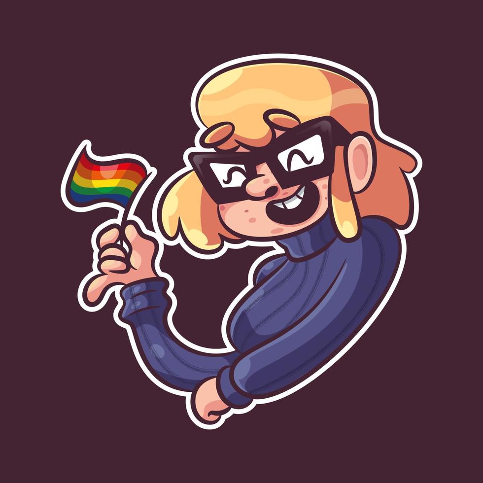 gente linda con bandera lgbt vector