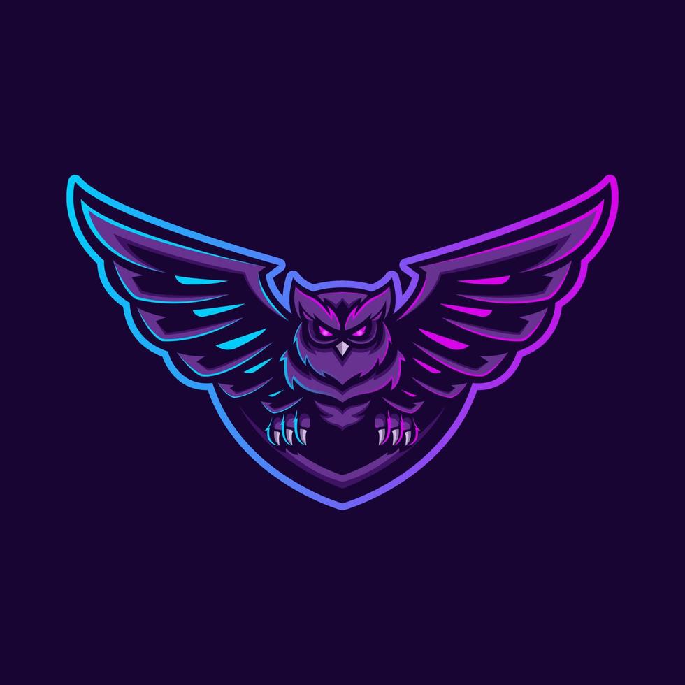 flying owl mascot logo vector