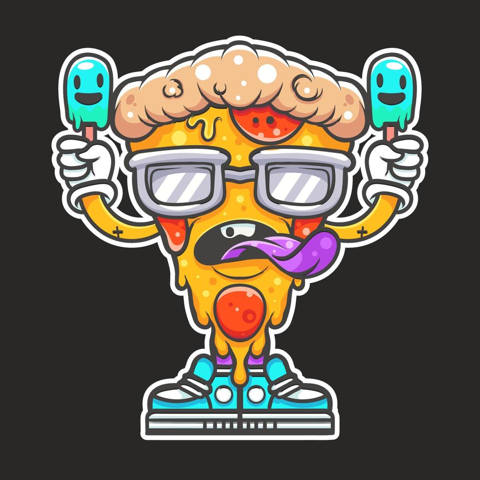 ilustración de pizza funky vector