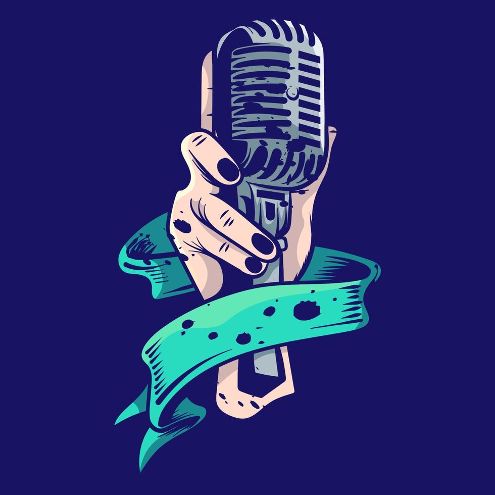 hand holding microphone vector