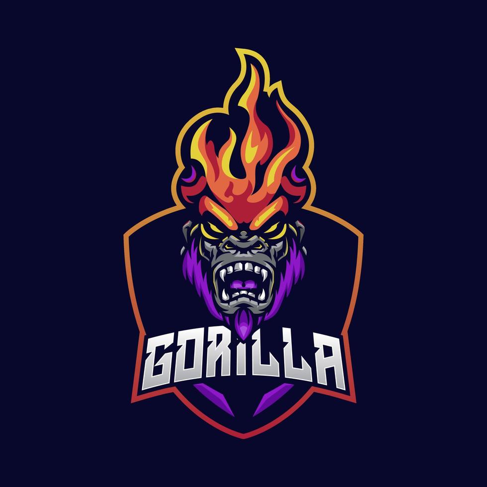 logotipo de esport de fuego de gorila vector