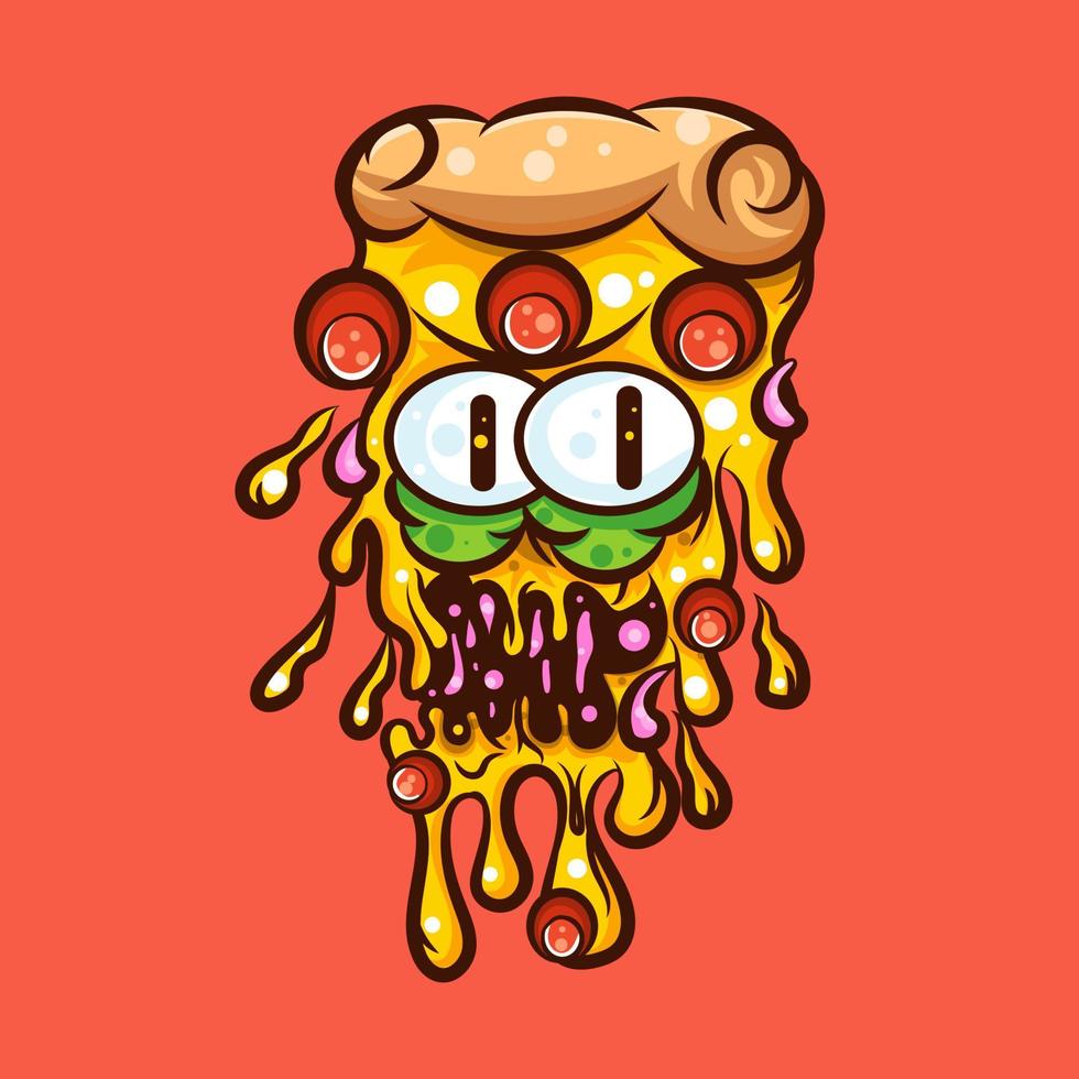 ilustración de pizza monstruo vector